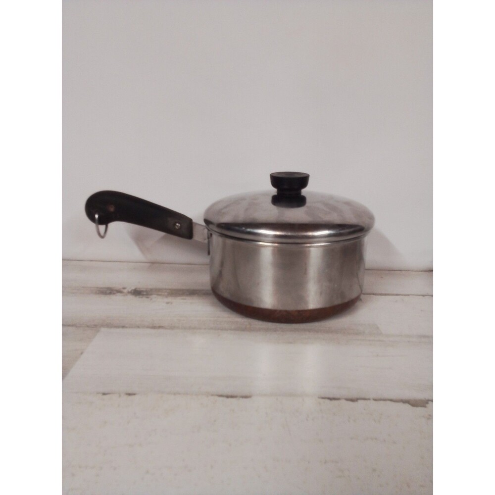 Revere Ware Medium  Copper Bottom‎ Saucepan With Lid  Damage To Handle